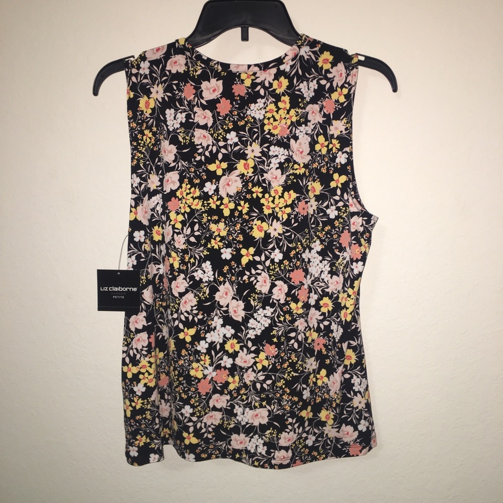 Liz Claiborne Career Petite PL blouse top  Floral - Picture 4 of 6